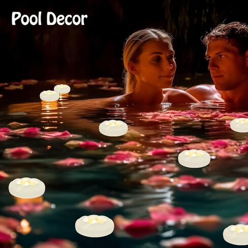 12Pack Flameless Led Floating Candles, 3" Plastic Battery Operated Flickering Waterproof Tealights for Cylinder Vases, Centerpieces at Wedding, Party, Pool, Holiday (Warm White) in Saudi Arabia