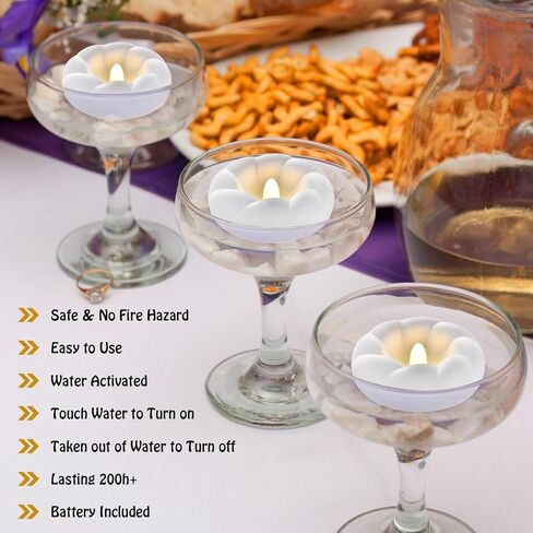 12Pack Flameless Led Floating Candles, 3" Plastic Battery Operated Flickering Waterproof Tealights for Cylinder Vases, Centerpieces at Wedding, Party, Pool, Holiday (Warm White) in Saudi Arabia