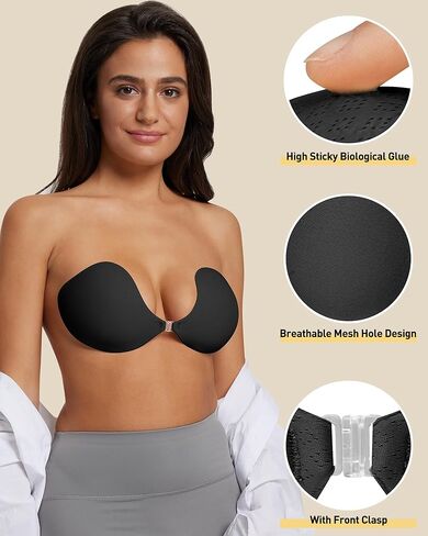 Niidor Sticky Bra, Strapless Adhesive Bra for Women, Invisible Siliocne Bra with Nipple Covers for Backless Dress Nude in Kuwait