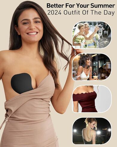 Niidor Sticky Bra, Strapless Adhesive Bra for Women, Invisible Siliocne Bra with Nipple Covers for Backless Dress Nude in Kuwait