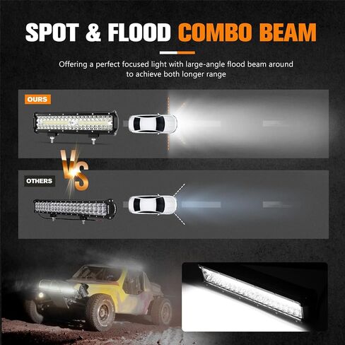 2PCS 7 Inch LED Light Bar for Truck, Boat, ATV,UTV, Marine, IP68, 24000LM LED Pods Spot & Flood Combo Beam, 12V Triple Row Light Bar Off Road Driving Led Work Lights in Saudi Arabia
