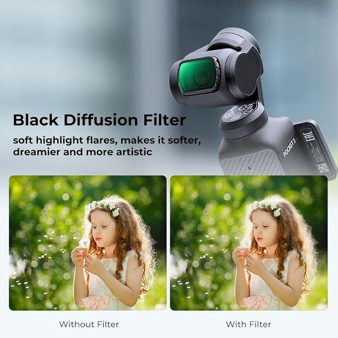 K&F Concept Magnetic Black Diffusion 1/8 Filter for DJI Osmo Pocket 3 Create Combo, Multi-Coated Mist Dreamy Cinematic Effec Filter for Video/Vlog/Portrait Photography in Saudi Arabia
