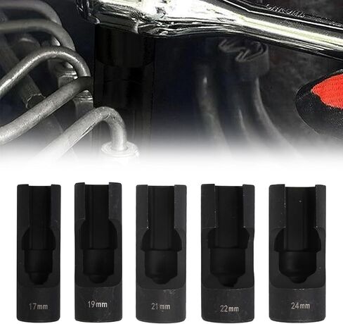 RULLINE 2Pcs 17mm+21mm Flare Nut Socket Set 2-Piece Kit for Automotive and Mechanical Applications 1/2" square drive in Kuwait