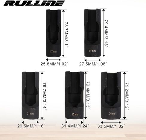 RULLINE 2Pcs 17mm+21mm Flare Nut Socket Set 2-Piece Kit for Automotive and Mechanical Applications 1/2" square drive in Kuwait