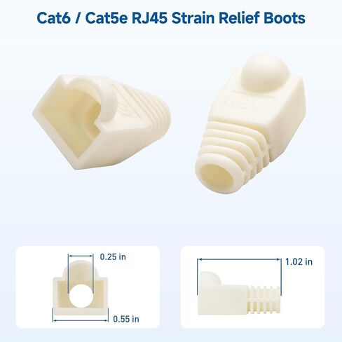 كابل ماترز 200 حزمة من أحذية تخفيف الضغط Cat6 / Cat5e RJ45، حذاء RJ45، حذاء Cat6، حذاء CAT6 Ethernet باللون الأسود، يناسب كابلات إيثرنت مقاس 6.4 مم (0.25 بوصة) in Saudi Arabia