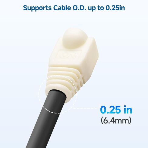 كابل ماترز 200 حزمة من أحذية تخفيف الضغط Cat6 / Cat5e RJ45، حذاء RJ45، حذاء Cat6، حذاء CAT6 Ethernet باللون الأسود، يناسب كابلات إيثرنت مقاس 6.4 مم (0.25 بوصة) in Saudi Arabia