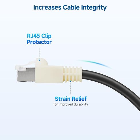 كابل ماترز 200 حزمة من أحذية تخفيف الضغط Cat6 / Cat5e RJ45، حذاء RJ45، حذاء Cat6، حذاء CAT6 Ethernet باللون الأسود، يناسب كابلات إيثرنت مقاس 6.4 مم (0.25 بوصة) in Saudi Arabia