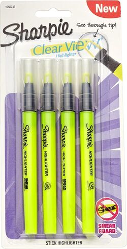 SHARPIE Clear View Highlighter Stick, Chisel Tip, Assorted Fluorescent, 3 Pack (1964664) in Saudi Arabia