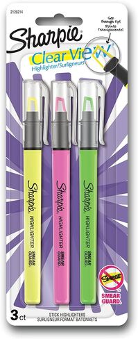 SHARPIE Clear View Highlighter Stick, Chisel Tip, Assorted Fluorescent, 3 Pack (1964664) in Saudi Arabia