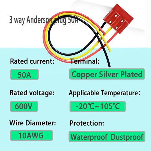 Battery Cable Connector Plug 50A Battery Quick Disconnect Connector Wire Gauge 10AWG Used for Connecting to Automobiles,Diggers Digs,Heavy Trucks,air conditioners.(3 Way Ads 50cm) in Saudi Arabia