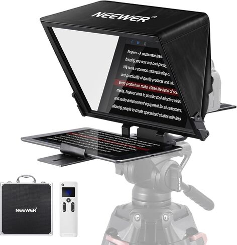 NEEWER Teleprompter X14 II with RT113 Remote & App Control, 14" Beamsplitter, Vertical Adjustable Snap in QR Plate Compatible with 501PL iPhone iPad Tablet Camera Camcorder, Assembly Free in Saudi Arabia