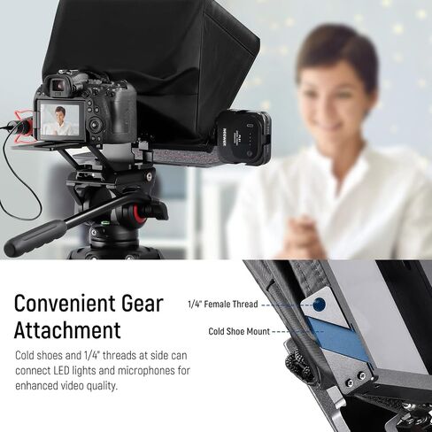NEEWER Teleprompter X14 II with RT113 Remote & App Control, 14" Beamsplitter, Vertical Adjustable Snap in QR Plate Compatible with 501PL iPhone iPad Tablet Camera Camcorder, Assembly Free in Saudi Arabia