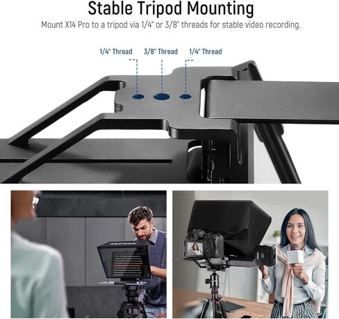NEEWER Teleprompter X14 II with RT113 Remote & App Control, 14" Beamsplitter, Vertical Adjustable Snap in QR Plate Compatible with 501PL iPhone iPad Tablet Camera Camcorder, Assembly Free in Saudi Arabia