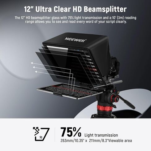 Neewer Teleprompter X14 II مع RT113 التحكم عن بُعد والتطبيق ، 14 بوصة Beamsplitter ، المفاجئة القابلة للتعديل الرأسية في لوحة QR متوافقة مع 501PL iPhone ipad tablet camera camcorder ، Assembly Free in Kuwait
