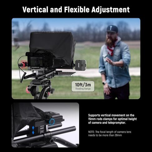 Neewer Teleprompter X14 II مع RT113 التحكم عن بُعد والتطبيق ، 14 بوصة Beamsplitter ، المفاجئة القابلة للتعديل الرأسية في لوحة QR متوافقة مع 501PL iPhone ipad tablet camera camcorder ، Assembly Free in Kuwait
