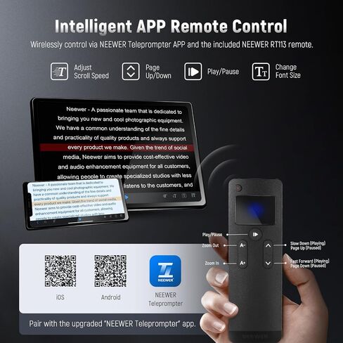 Neewer Teleprompter X14 II مع RT113 التحكم عن بُعد والتطبيق ، 14 بوصة Beamsplitter ، المفاجئة القابلة للتعديل الرأسية في لوحة QR متوافقة مع 501PL iPhone ipad tablet camera camcorder ، Assembly Free in Kuwait