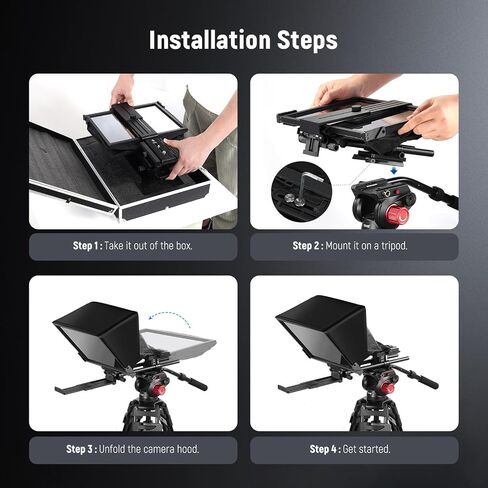 Neewer Teleprompter X14 II مع RT113 التحكم عن بُعد والتطبيق ، 14 بوصة Beamsplitter ، المفاجئة القابلة للتعديل الرأسية في لوحة QR متوافقة مع 501PL iPhone ipad tablet camera camcorder ، Assembly Free in Kuwait