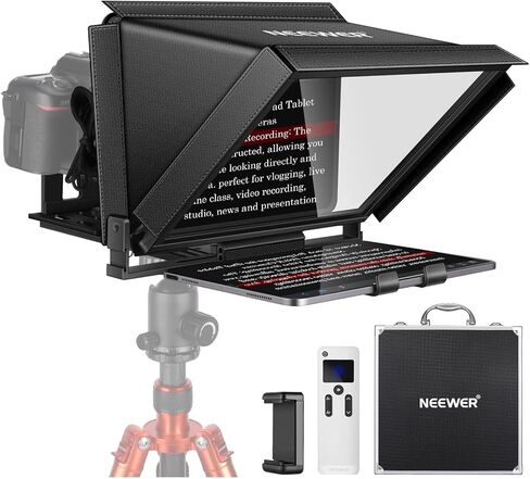 NEEWER Teleprompter X17 II with RT113 Remote/APP Control, 17" HD Beamsplitter All Metal Frame Upgraded Camera Mount QR Plate Compatible with Manfrotto 501PL iPad iPhone, Max Load 44.1Ib, Assembly Free in Saudi Arabia