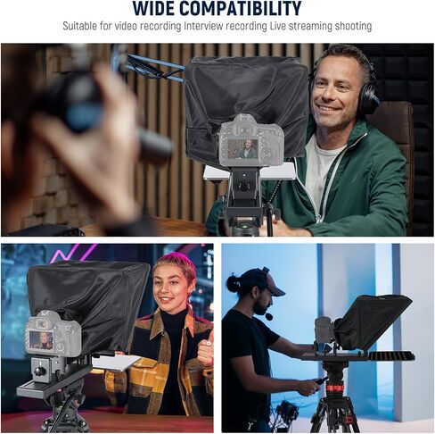Neewer Teleprompter X14 III مع RT113 التحكم عن بُعد/التطبيق ، 45 ° TILT 14 "Beamsplitter جميع الإطار المعدني تم ترقية الكاميرا Mount QR لوحة متوافقة مع Manfrotto 501PL لـ iPhone iPad DSLR in Kuwait