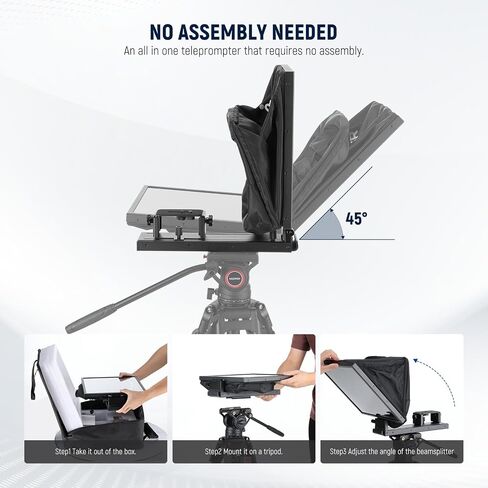 Neewer Teleprompter X14 III مع RT113 التحكم عن بُعد/التطبيق ، 45 ° TILT 14 "Beamsplitter جميع الإطار المعدني تم ترقية الكاميرا Mount QR لوحة متوافقة مع Manfrotto 501PL لـ iPhone iPad DSLR in Kuwait