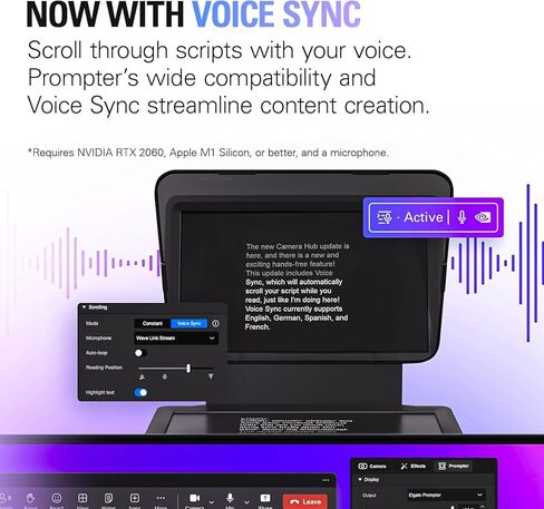 مجموعة جبل القطب Elgato Prompter - Premium Teleprompter + Clamp القابلة للتمديد القابلة للتمديد (حتى 125 سم/49 بوصة) ، متوافقة مع DSLR ، كاميرا الويب ، والهاتف الذكي ، مثالية للبث ومكالمات الفيديو ، ويعمل مع Mac/PC in Kuwait