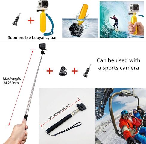 lifelimit Accessories 62 in 1 Accessories Starter Kit Compatible with All Gopro Hero 13/12/11/10/9/8 max Fusion/Session/HD Black White Silver AKASO APEMAN Campark SJCAM in Kuwait