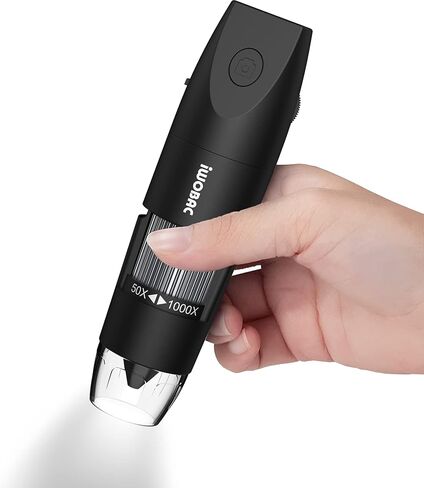 Digital Microscope Wireless Pocket Handheld USB Microscopes, 50x-1000x Zoom Fixed Focus HD Magnifier with LEDs, Inspection Camera Compatible with iPhone, Android Phone, MacBook, Windows PC (Black) in Saudi Arabia