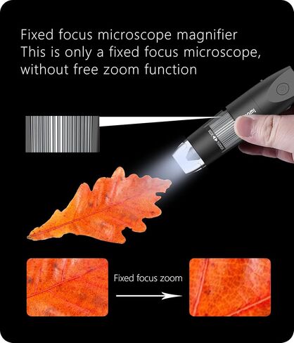 Digital Microscope Wireless Pocket Handheld USB Microscopes, 50x-1000x Zoom Fixed Focus HD Magnifier with LEDs, Inspection Camera Compatible with iPhone, Android Phone, MacBook, Windows PC (Black) in Saudi Arabia