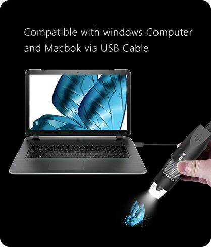 Digital Microscope Wireless Pocket Handheld USB Microscopes, 50x-1000x Zoom Fixed Focus HD Magnifier with LEDs, Inspection Camera Compatible with iPhone, Android Phone, MacBook, Windows PC (Black) in Saudi Arabia