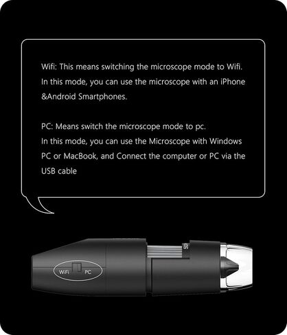 Digital Microscope Wireless Pocket Handheld USB Microscopes, 50x-1000x Zoom Fixed Focus HD Magnifier with LEDs, Inspection Camera Compatible with iPhone, Android Phone, MacBook, Windows PC (Black) in Saudi Arabia