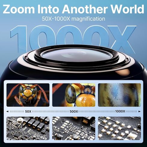 Coin Microscope, 4.3" LCD USB Digital 1000X 1080P Coin Magnifier | 8 Adjustable LED Lights, PC View Compatible with Windows/MacBook for Adults Kids in Saudi Arabia