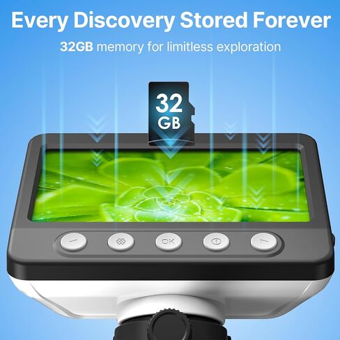 Coin Microscope, 4.3" LCD USB Digital 1000X 1080P Coin Magnifier | 8 Adjustable LED Lights, PC View Compatible with Windows/MacBook for Adults Kids in Saudi Arabia