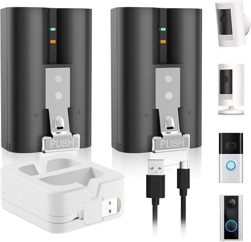 2 حزمة لبطارية حلقة 6040mAh استبدال مع محطة شاحن حلقة ، وقابل الشحن البطارية الكاميرا بطارية متوافقة مع جرس الباب الحلقي 2/3/3PLUS in Kuwait