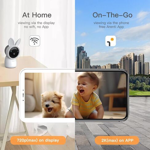 ARENTI Baby Monitor, 2K Smart Baby Camera with 5-Inch Upgraded Wireless Display, Super Night Vision, Lullabies, Cry & Motion Detection, Temp & Humidity Sensor, Two Way Audio in Saudi Arabia