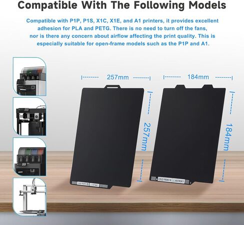 ورقة Bambu Lab PEI مزدوجة الجوانب 257.5 × 257.5 مم (10.14 * 10.14 بوصة) لوح فولاذي مغناطيسي مرن سهل إزالة القالب PEI لطابعات Bambu Lab X1/X1C/P1P/A1 ثلاثية الأبعاد in Kuwait