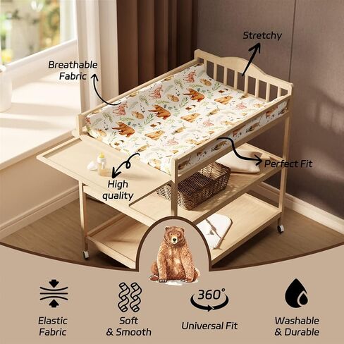 4 Pack Changing Pad Covers Woodland Forest Animals Wood Neutral Unisex Fitted Baby Changing Pad Cover Set for Baby Boys or Girls in Saudi Arabia