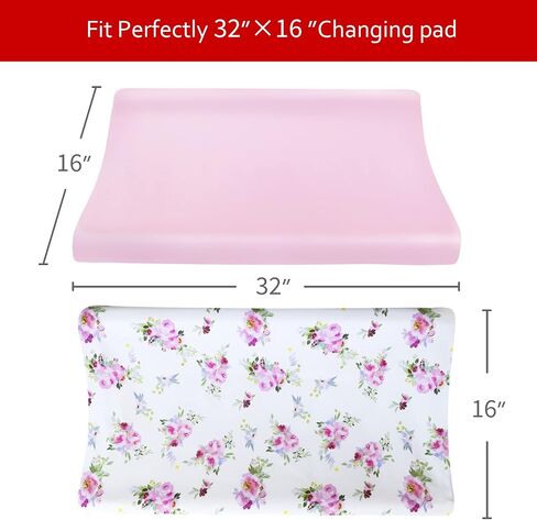 Changing Pad Cover for Girls 2 Pack, Lovely Print Soft Diaper Change Table Sheets, Fit 32"x16" Contoured Pad, Comfy Cozy 2-Pack Cradle Sheets,Floral in Saudi Arabia