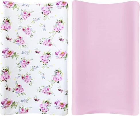 Changing Pad Cover for Girls 2 Pack, Lovely Print Soft Diaper Change Table Sheets, Fit 32"x16" Contoured Pad, Comfy Cozy 2-Pack Cradle Sheets,Floral in Saudi Arabia