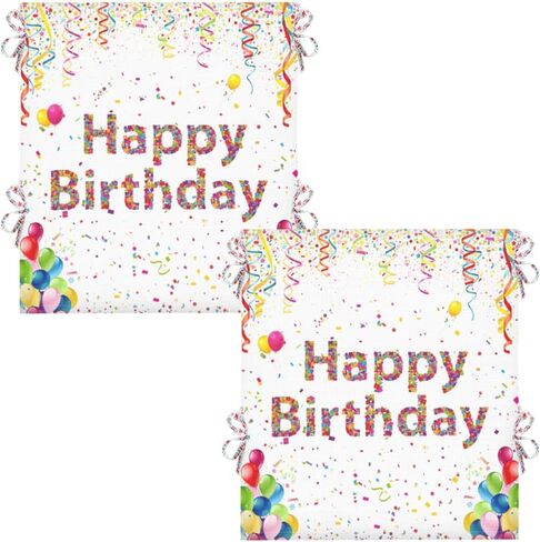 غطاء كرسي عيد ميلاد سعيد غطاء مقعد عيد ميلاد لكرسي الأطفال والأولاد والبنات غطاء كرسي مع أشرطة كرسي كب كيك أغطية خلفية للفصول الدراسية والمدرسة والمنزل وحفلات الطعام، 2 حزمة in Saudi Arabia