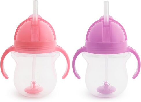 Munchkin أي أكواب Sippy زاوية للأطفال الصغار ، كوب قش مرجح للانسكاب مع مقابض انتقالية للأطفال 6 أشهر وما فوق ، 2 عبوة ، أزرق/أخضر in Kuwait