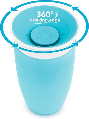 Munchkin Sippy Cups for Toddlers 1-3, Spill Proof Miracle 360 Cup, 10 Ounce, 2 Pack, Green/Blue in Saudi Arabia