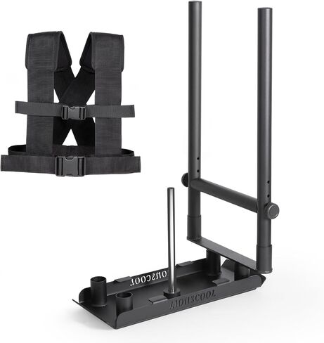 LIONSCOOL Weight Training Pull Sled with Pro Pulling Belt Set, 300 LB Capacity, Fit for 1" & 2" Weight Plates, Power Sled Workout Equipment for Speed Training Improvement and Strength in Saudi Arabia
