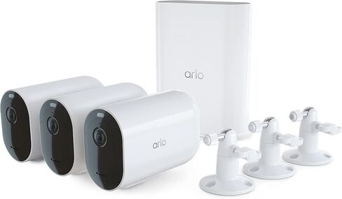 Arlo Pro 5S Spotlight Security Camera 2K (3 Cameras), Battery Charging Station & 3 Extra Batteries Bundle | Outdoor | Wireless with Spotlight | Dual-Band Wi-Fi | 12X Zoom, Color Night Vision | Black in Saudi Arabia
