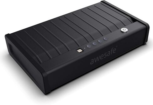 awesafe Gun Safe, Updated Biometric Gun Safe for Pistols, Quick Access Pistol Safe Fingerprint Handgun Safe with Keys and Keypad, Beside Gun Lock Box for Home (Biometric Fingerprint Lock) in Saudi Arabia