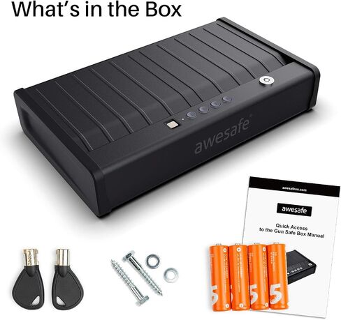 awesafe Gun Safe, Updated Biometric Gun Safe for Pistols, Quick Access Pistol Safe Fingerprint Handgun Safe with Keys and Keypad, Beside Gun Lock Box for Home (Biometric Fingerprint Lock) in Saudi Arabia