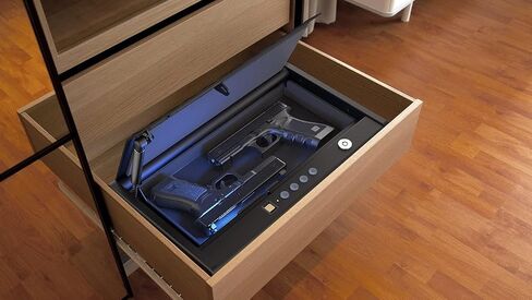 awesafe Gun Safe, Updated Biometric Gun Safe for Pistols, Quick Access Pistol Safe Fingerprint Handgun Safe with Keys and Keypad, Beside Gun Lock Box for Home (Biometric Fingerprint Lock) in Saudi Arabia