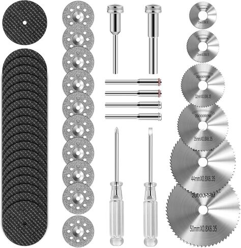 Cutting Wheel Set Compatible with Plastic 44pcs for Rotary Tool, HSS Circular Saw Blades 6pcs, Resin Cutting Discs 20pcs, 545 Diamond Cutting Wheels 10psc with 2 Screwdrivers in Saudi Arabia