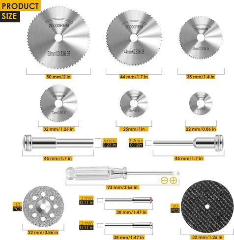 Cutting Wheel Set Compatible with Plastic 44pcs for Rotary Tool, HSS Circular Saw Blades 6pcs, Resin Cutting Discs 20pcs, 545 Diamond Cutting Wheels 10psc with 2 Screwdrivers in Saudi Arabia