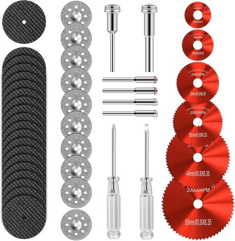 Cutting Wheel Set Compatible with Plastic 44pcs for Rotary Tool, HSS Circular Saw Blades 6pcs, Resin Cutting Discs 20pcs, 545 Diamond Cutting Wheels 10psc with 2 Screwdrivers in Saudi Arabia