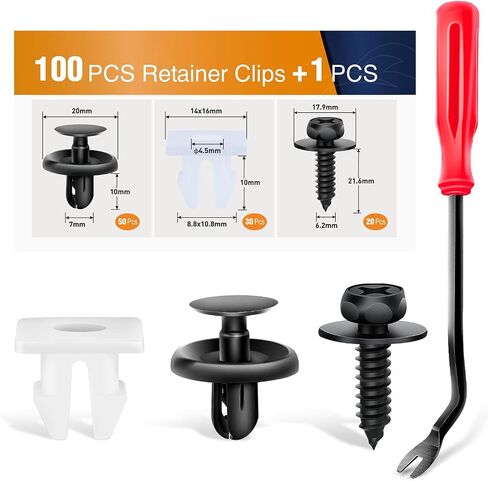 GOOACC 100PCS Fender Clips Body Rivets Engine Under Cover Splash Shield Guard Clips for Honda 90653-HC4-900,GM 21075686 7661855 with 1PC Fastener Remover in Saudi Arabia